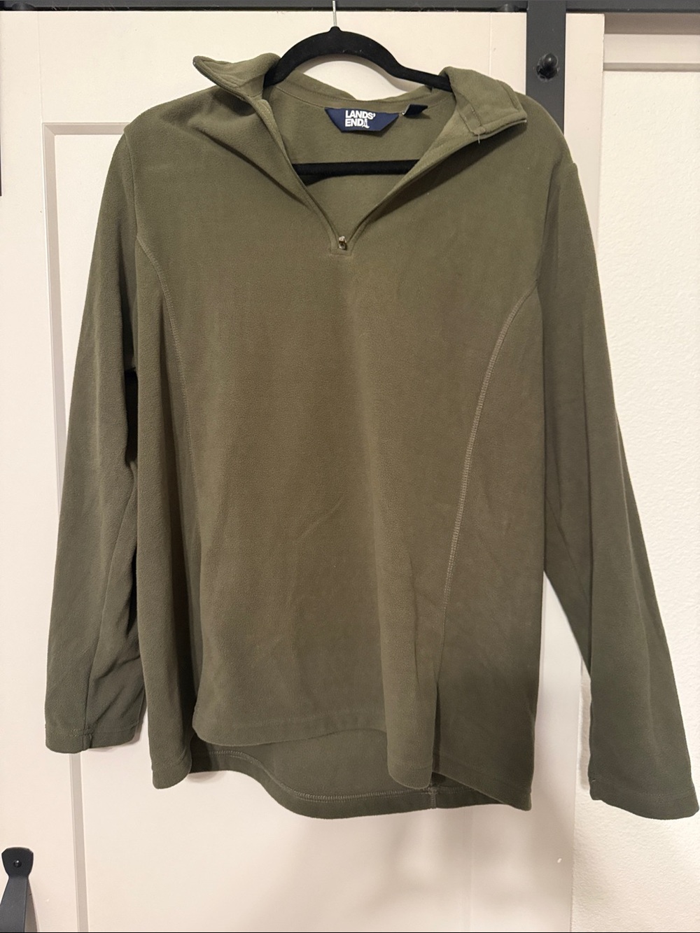 Lands' End Olive Green Half-Zip Fleece Hoodie